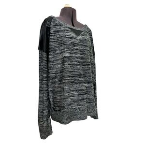 NWT Dolled up by Fang black/white Marled Sweater w/ faux leather accents Size XL